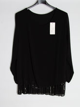 Chiffon bluse m. Paillet bund - Brystmål 130 cm. - Ingen returret - ITNOV24